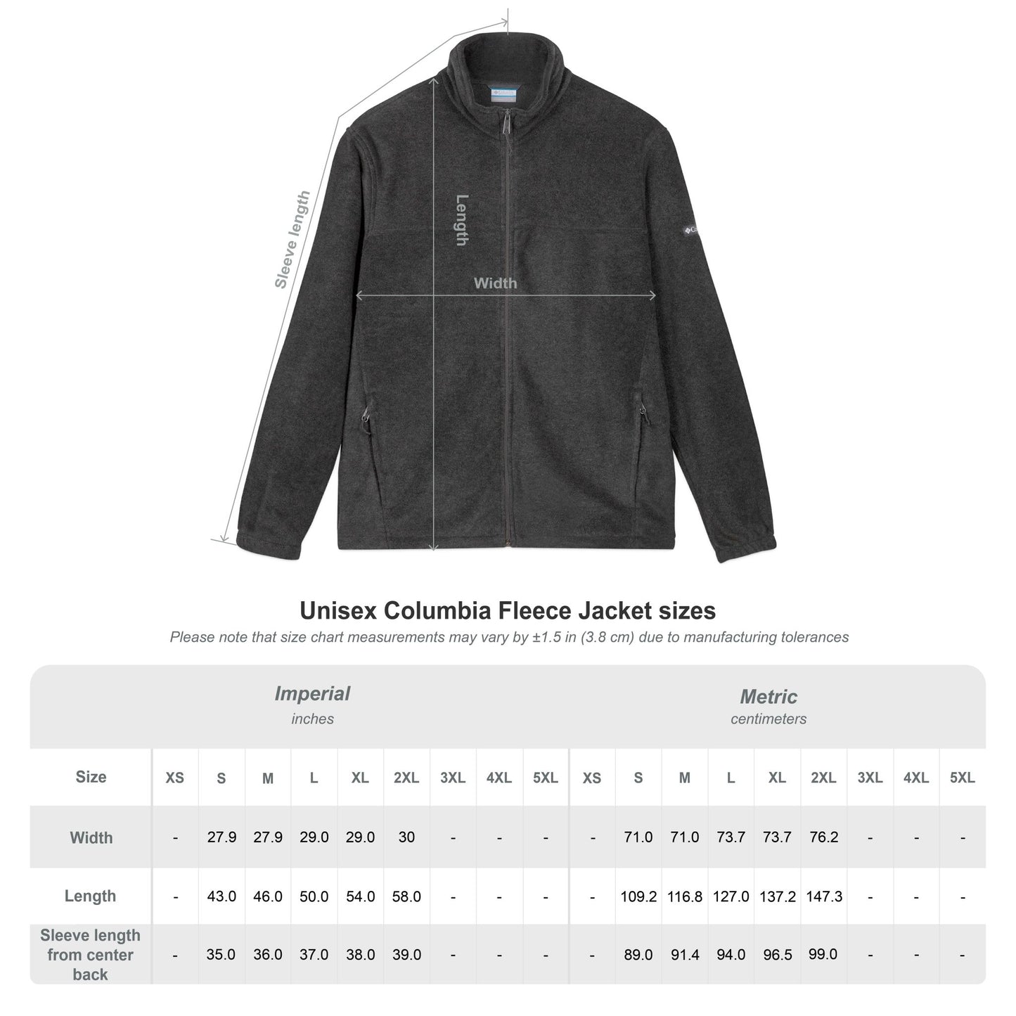 Columbia Fleece Jacket, Embroidered, Adult